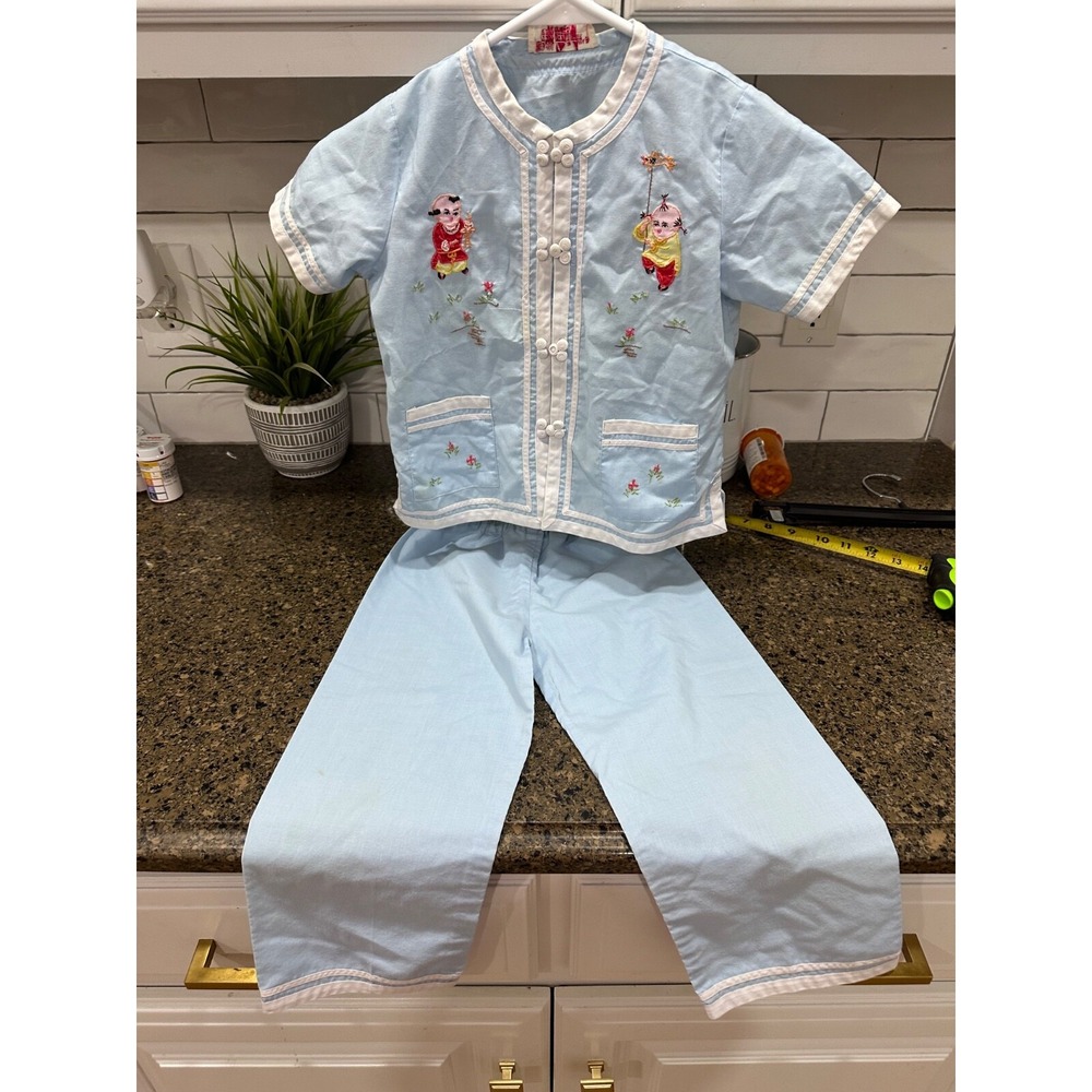 vtg‎  deluxe 2 piece oriental pajamas kid's 6